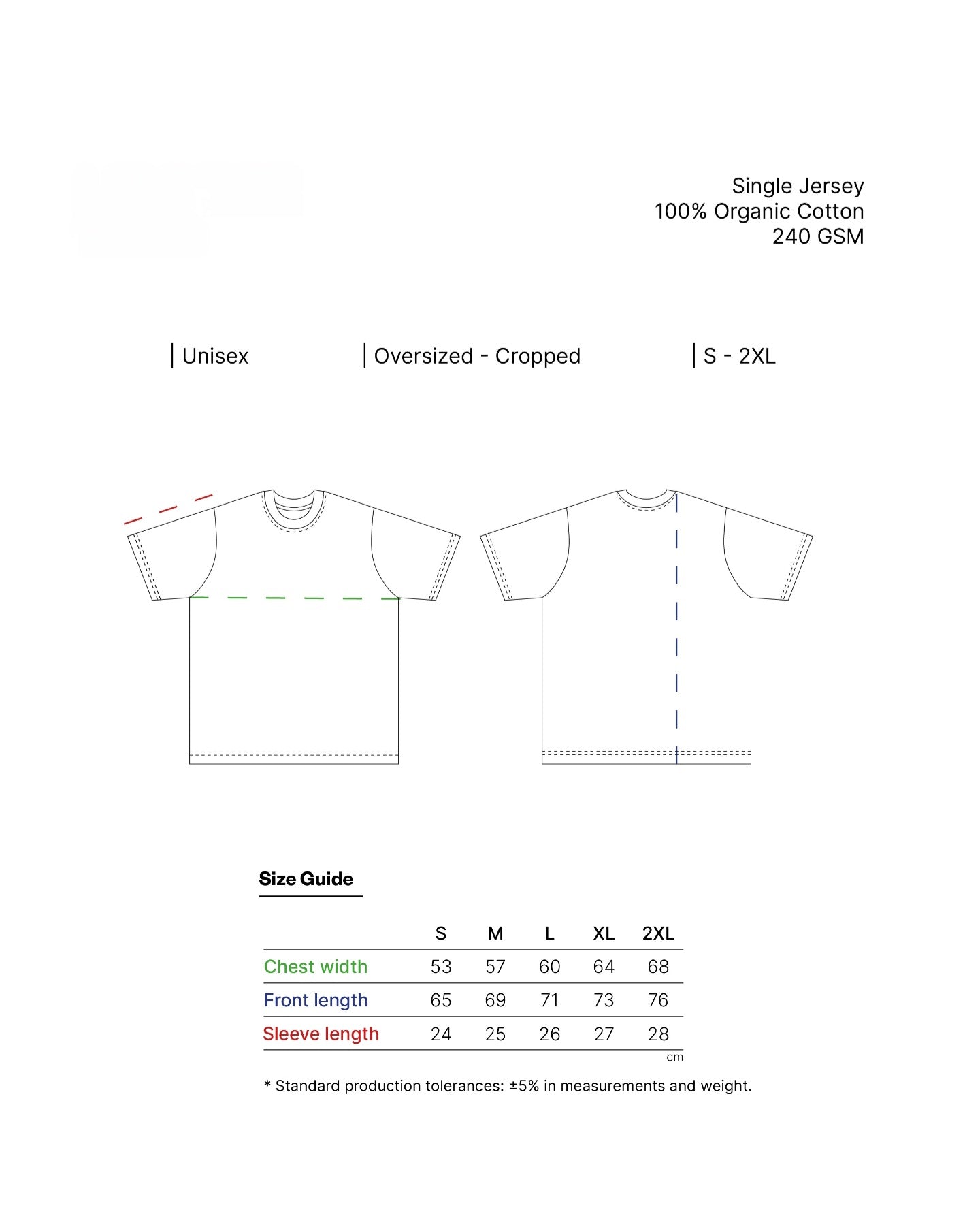 Camiseta RS Oversize Cropped – 240 g orgánico unisex