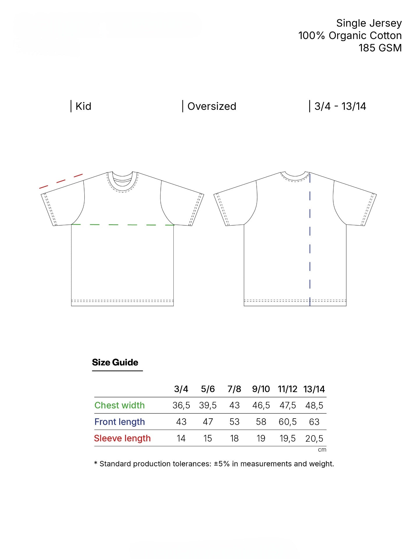 Camiseta Oversize Niño – Algodón Orgánico 185gsm