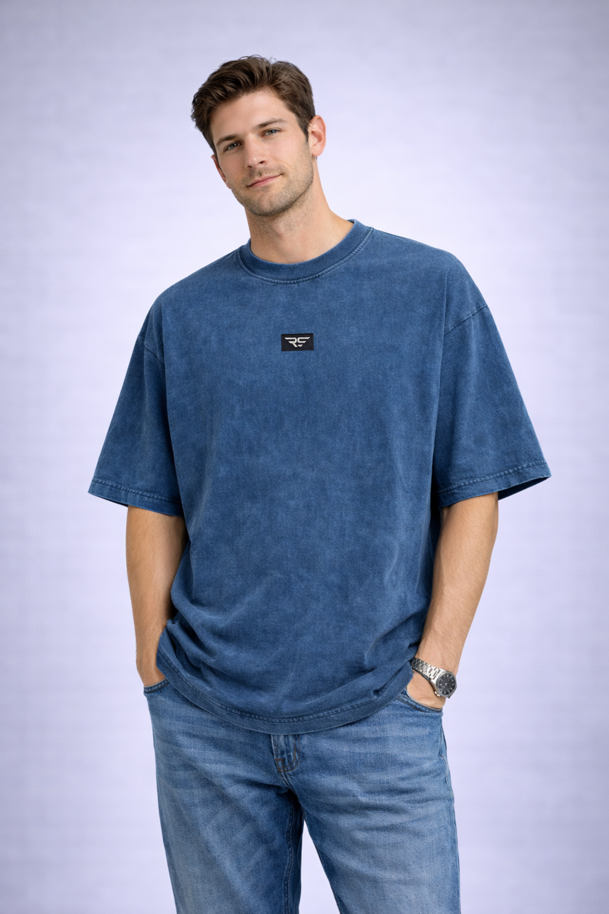 Camiseta RS lavado piedra – Corte oversize unisex orgánico.