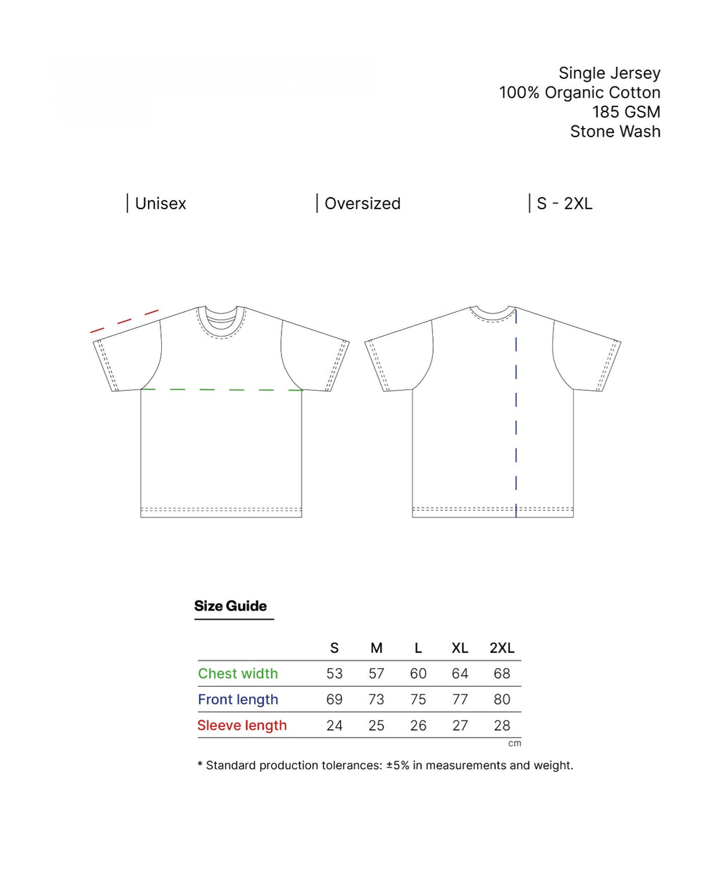 Camiseta RS lavado piedra – Corte oversize unisex orgánico.